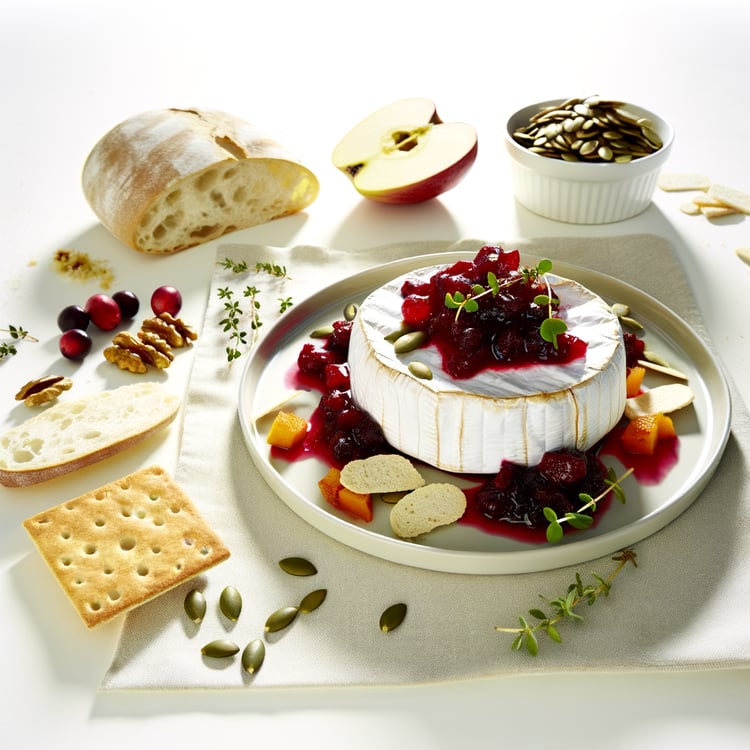 Baked Camembert with Cranberry-Maple Compote and Toasted Pumpkin Seeds (20-Minute Appetizer)