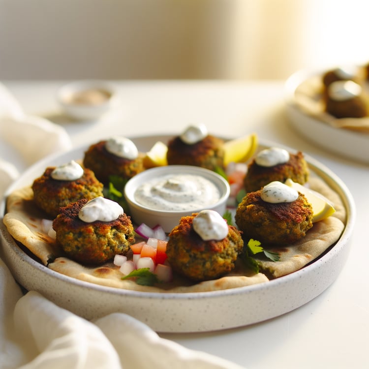 Baked Falafel with Tahini Yogurt Sauce
