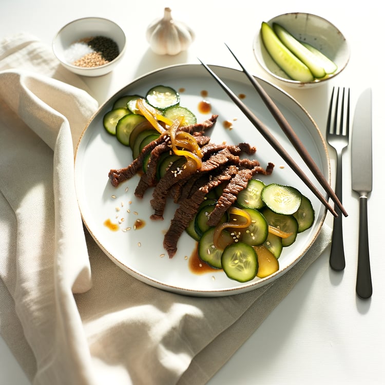 Beef Bulgogi with Quick Pickled Cucumbers