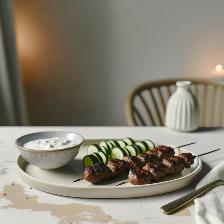 Beef Kofta Kebabs with Cucumber-Yogurt Sauce (Grilled, 30-Minute)