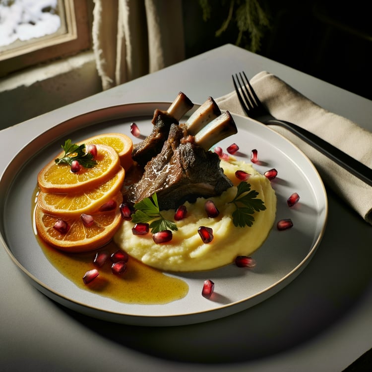 Braised Short Ribs with Citrus-Pomegranate Glaze