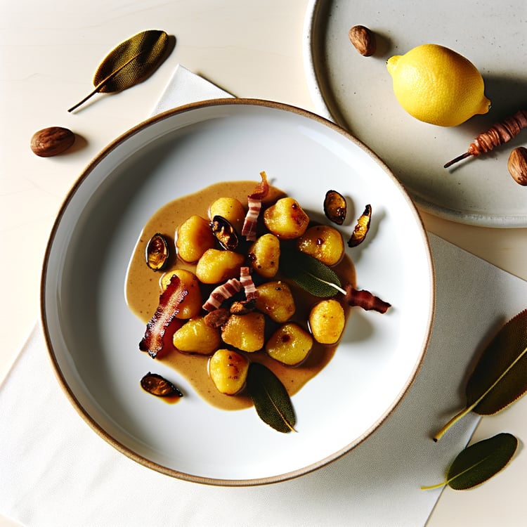 Brown Butter Sage Gnocchi with Roasted Chestnuts and Crispy Prosciutto