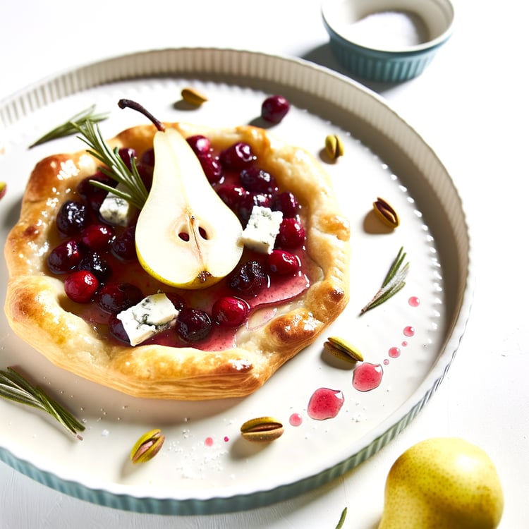 Cranberry Pear Puff Pastry Tart with Rosemary Honey