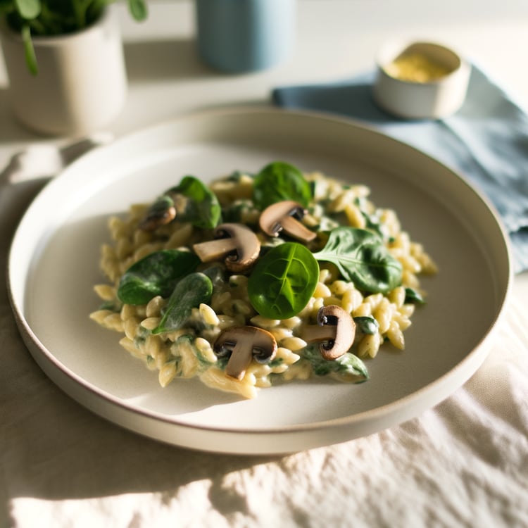 Creamy Mushroom and Spinach Orzo