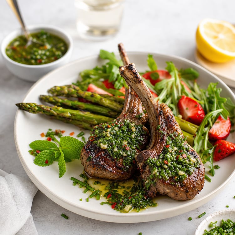Grilled Lamb Chops with Spring Herb Chimichurri (Memorial Day Grill, 30 Minutes)