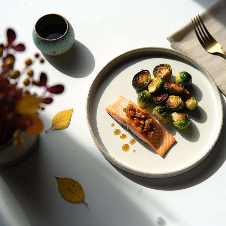 Maple Glazed Salmon with Roasted Brussels Sprouts