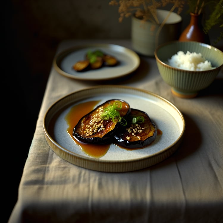 Miso-Glazed Broiled Eggplant with Scallion-Sesame Drizzle
