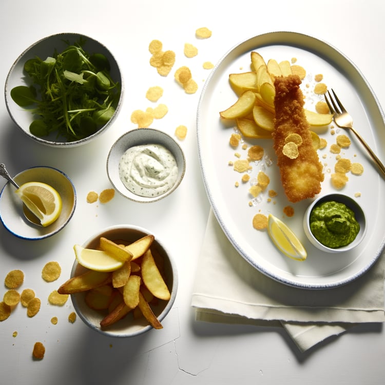 Oven-Baked Fish and Chips with Malt Vinegar Aioli (35-Minute)