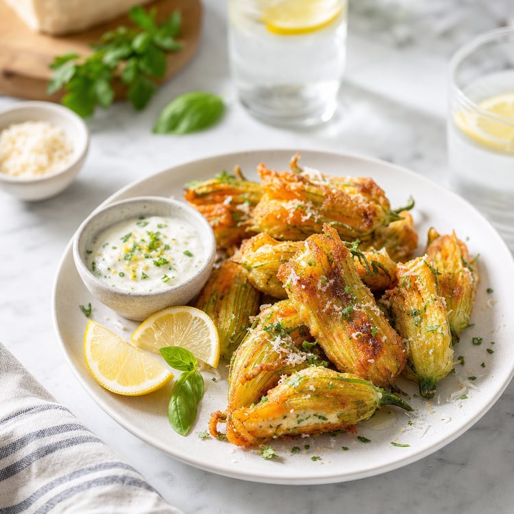 Pan-Fried Zucchini Blossoms Stuffed with Ricotta and Spring Herbs (30-Minute, Memorial Day Appetizer)