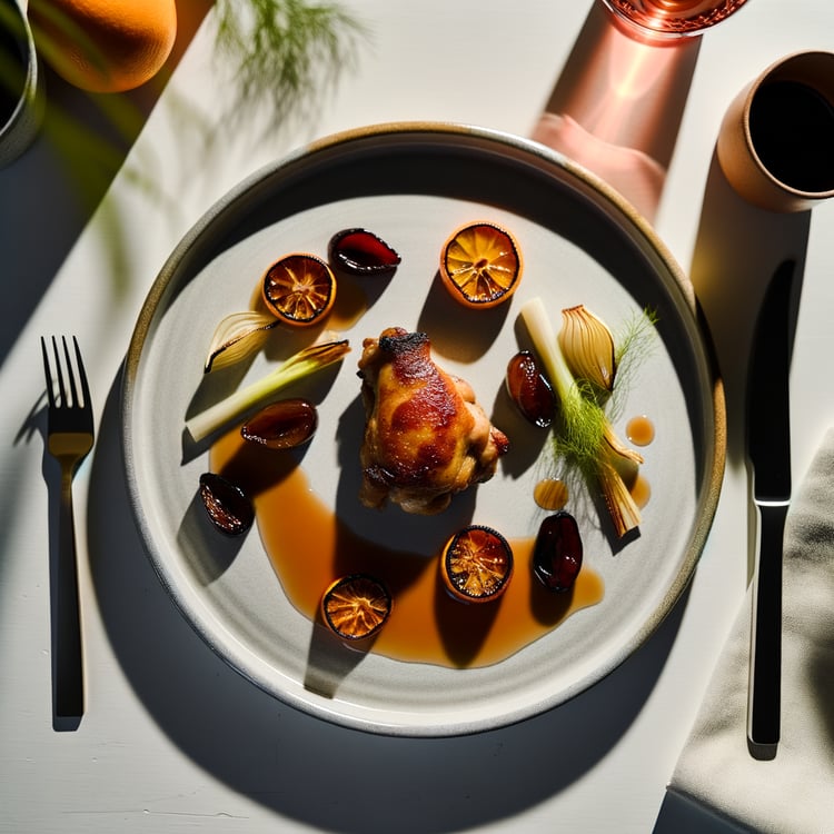 Pan-Roasted Chicken Thighs with Blood Orange, Fennel & Roasted Grapes (40-Minute)