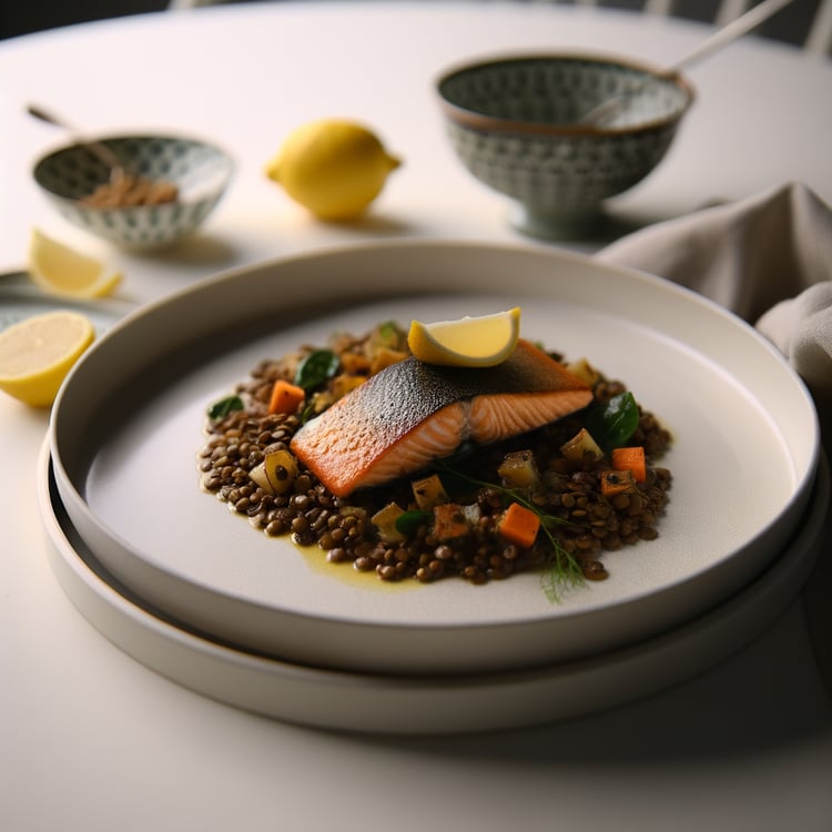 Pan-Roasted Salmon with Herbed Brown Butter and Warm French Lentil Salad (30-Minute)