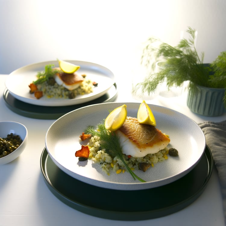 Pan-Seared Cod with Lemon-Dill Rice and Crispy Capers (30-Minute)