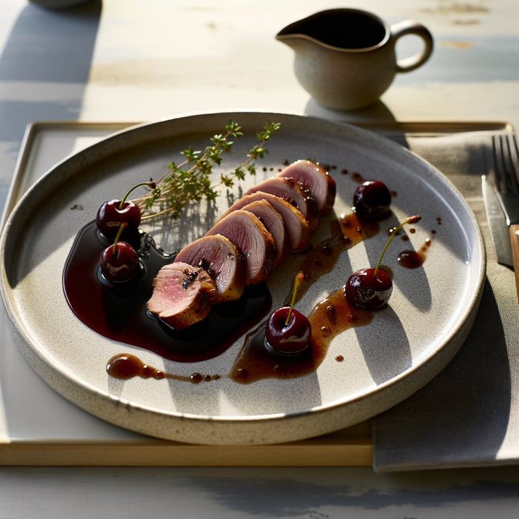 Pan-Seared Duck Breast with Cherry-Port Reduction