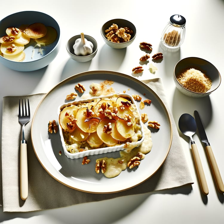 Parsnip Gratin with Caramelized Onions and Walnut-Panko
