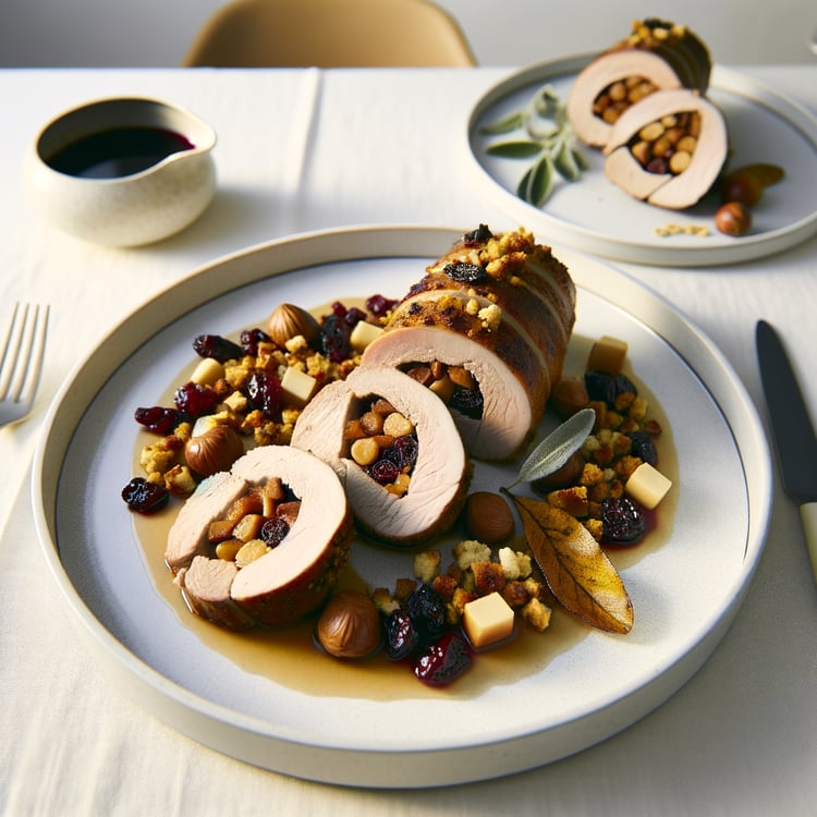 Pork Tenderloin Roulade with Chestnut and Sage Filling