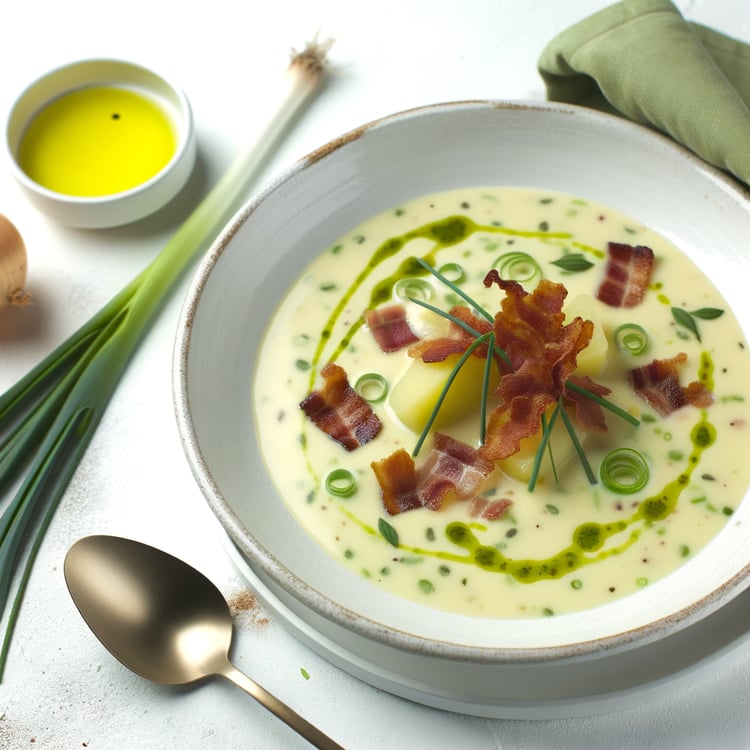 Potato Leek Soup with Crispy Pancetta and Chive Oil (30-Minute)