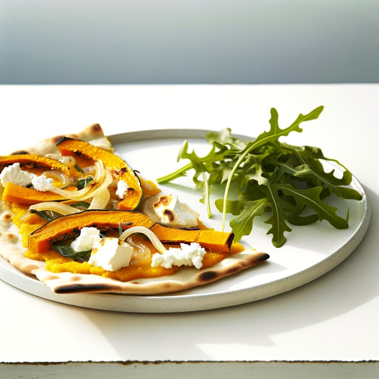 Roasted Pumpkin and Fennel Flatbread with Goat Cheese