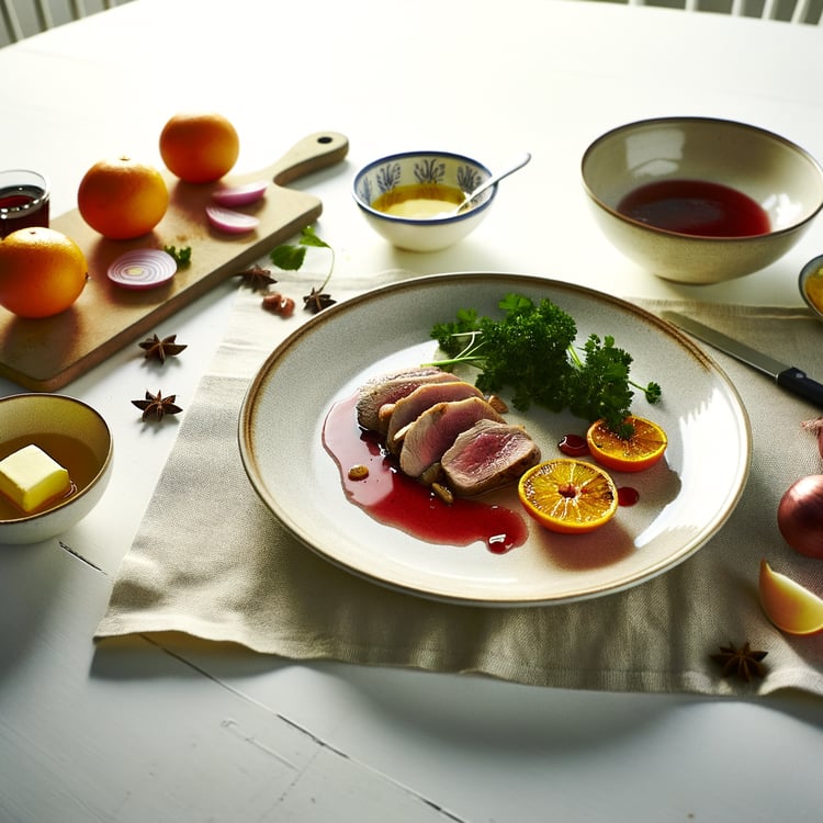 Seared Duck Breast with Blood Orange-Grand Marnier Sauce