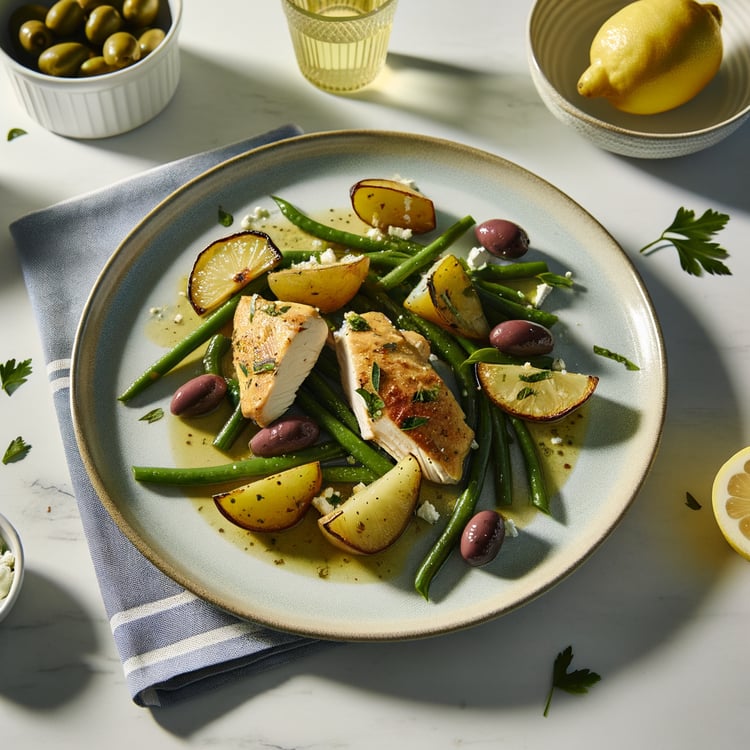 Sheet-Pan Greek Lemon Oregano Chicken with Potatoes and Green Beans (45-Minute)