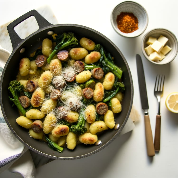 Skillet Crispy Gnocchi with Italian Sausage and Broccoli Rabe (30-Minute)