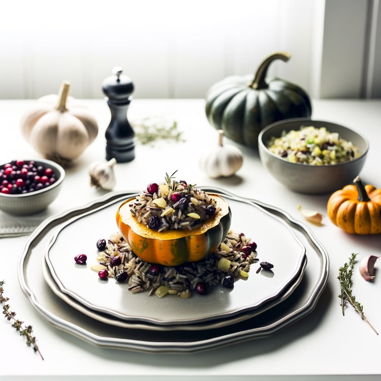 Stuffed Acorn Squash with Wild Rice and Cranberries