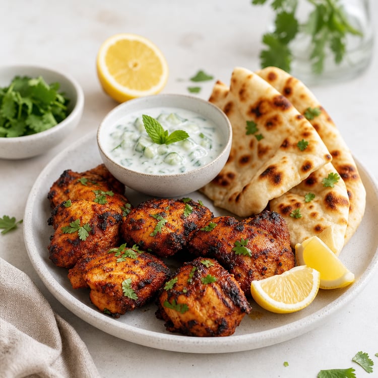 Tandoori Chicken with Naan and Raita