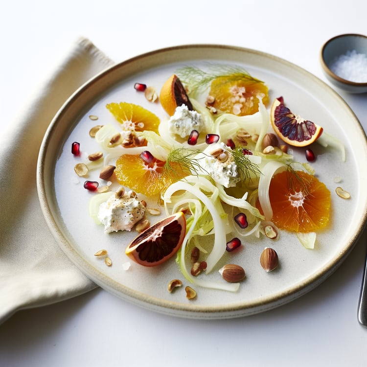 Winter Citrus and Fennel Salad with Whipped Goat Cheese and Pomegranate (15-Minute, Vegetarian)